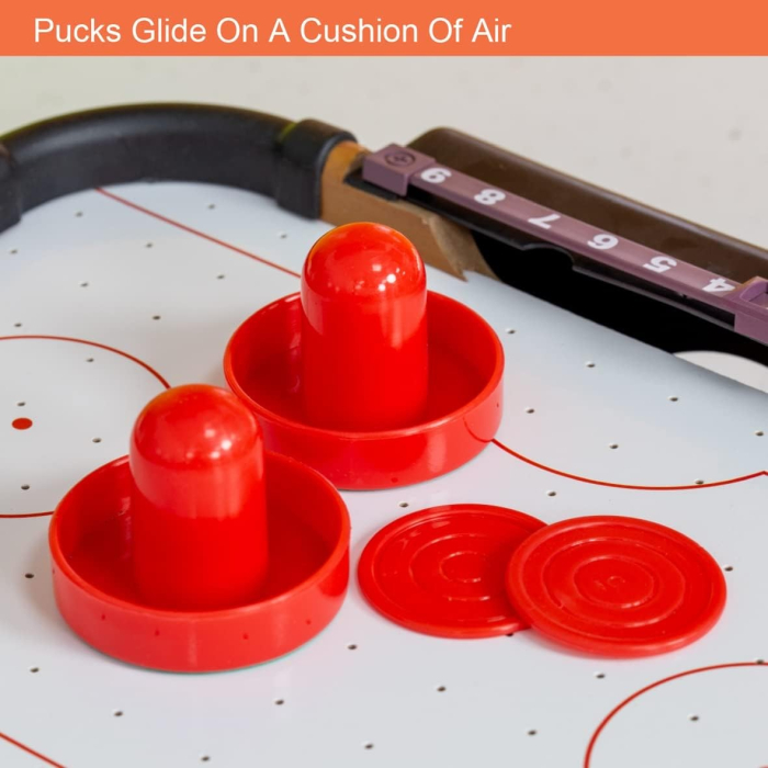 Masa Air Hockey Graffiti cu Picioare Lungi, Lemn, 2 Pucuri, Tabela Scor, 2 Impingatoare, 76x38x61 cm, Maro [4]