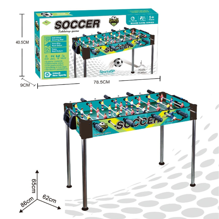 Masa de Fotbal, cu Picioare Inalte, 8 Manere, Tablou de Scor, 86 x 62 x 65 cm, din Lemn/Otel si ABS, Albastru [3]