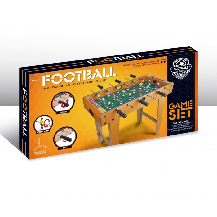 Masa de Fotbal cu Teren, cu Picioare, 6 Manere, Tablou de Scor, 69 x 62 x 36.5 cm, din Lemn/Otel/ABS, Maro [3]