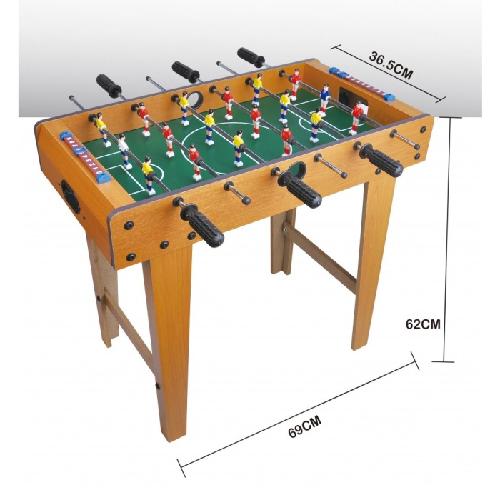 Masa de Fotbal cu Teren, cu Picioare, 6 Manere, Tablou de Scor, 69 x 62 x 36.5 cm, din Lemn/Otel/ABS, Maro [2]