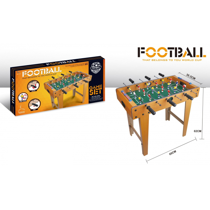 Masa de Fotbal cu Teren, cu Picioare, 6 Manere, Tablou de Scor, 69 x 62 x 36.5 cm, din Lemn/Otel/ABS, Maro [4]