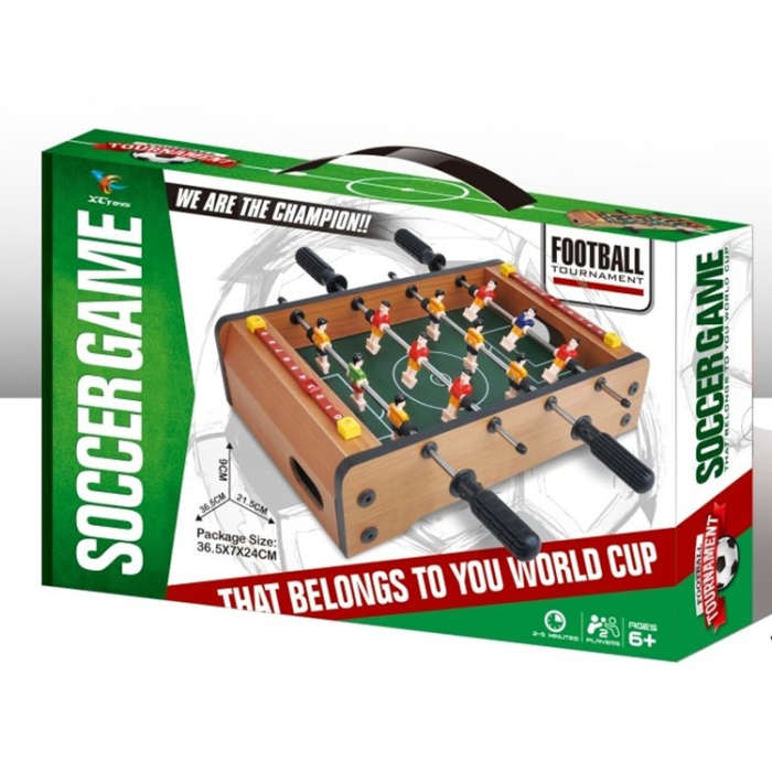 Masa de Fotbal cu Teren, fara Picioare, 4 Manere, Tablou de Scor, 36.5 x 24 x 7 cm, din Lemn/Otel/ABS, Maro [2]