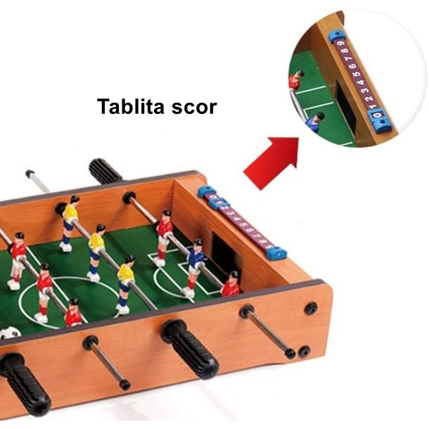 Masa de fotbal cu teren si 12 jucatori, cu tablou pentru scor, din metal, lemn si ABS, 34.5 x 23 x 7 cm, pentru copii [2]