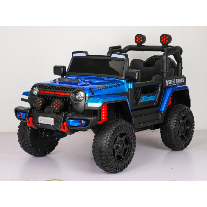 Masina Electrica pentru Copii, Off-Road, Conectare Bluetooth, telecomanda, Tractiune Spate, Lumina Intermitenta, Baterie 12V 7Ah, 120 x 63 x 68cm, Albastru [2]