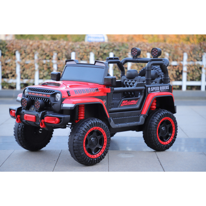 Masina Electrica pentru Copii, Off-Road, Conectare Bluetooth, telecomanda, Tractiune Spate, Lumina Intermitenta, Baterie 12V 7Ah, 120 x 63 x 68cm, Rosu [5]