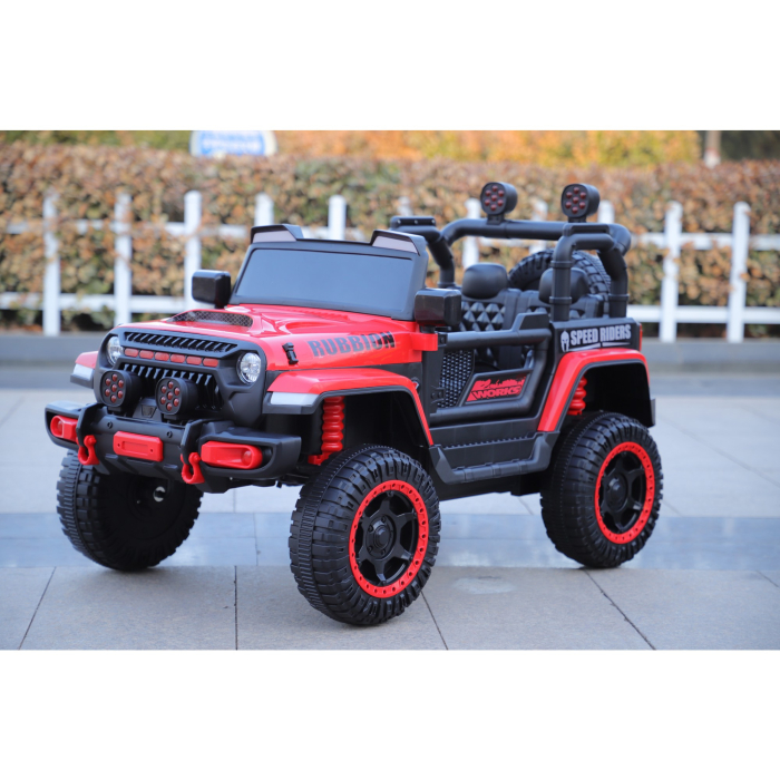 Masina Electrica pentru Copii, Off-Road, Conectare Bluetooth, telecomanda, Tractiune Spate, Lumina Intermitenta, Baterie 12V 7Ah, 120 x 63 x 68cm, Rosu [6]