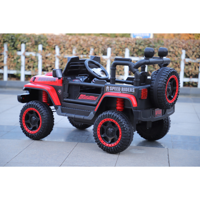 Masina Electrica pentru Copii, Off-Road, Conectare Bluetooth, telecomanda, Tractiune Spate, Lumina Intermitenta, Baterie 12V 7Ah, 120 x 63 x 68cm, Rosu [4]