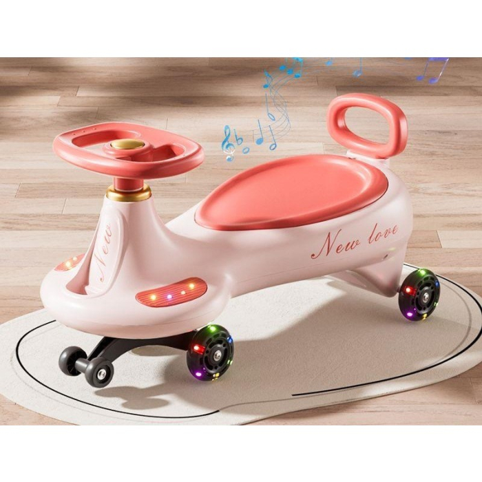 Masinuta pentru Copii, 1-8 Ani, Anti-rasturnare, Roti Silentioase, Impingere, Bluetooth, 66x32x37 cm, Roz [2]