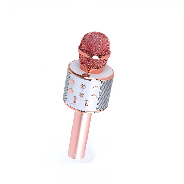 Microfon Karaoke, pentru Copii, Bluetooth, Boxa Incorporata, Compatibil cu Orice Smartphone, Acumulator Integrat, Multifunctional, Rose Gold [3]