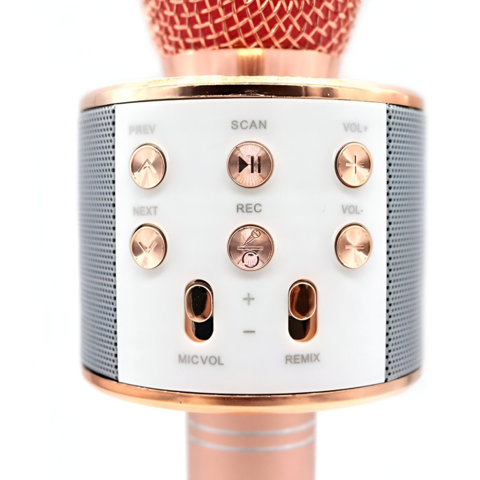 Microfon Karaoke, pentru Copii, Bluetooth, Boxa Incorporata, Compatibil cu Orice Smartphone, Acumulator Integrat, Multifunctional, Rose Gold [4]