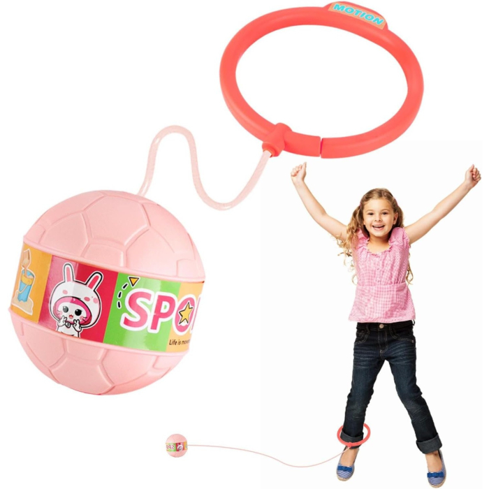 Minge pentru Sarit, Tip Coarda Hula Hoop, Cerc 12 cm, Coarda 52 cm, Minge 12 x 11 cm, Functie Iluminat, 4-6 Ani, Plastic, Roz [4]