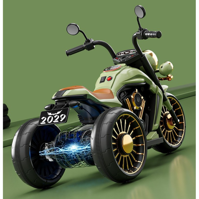 Motocicleta Electrica, cu Acumulator, Bluetooth, Sistem Anti-Rasturnare, Sistem de Lumini si Sunet, 1-8 Ani, 93 x 48 x 63 cm, Verde [6]