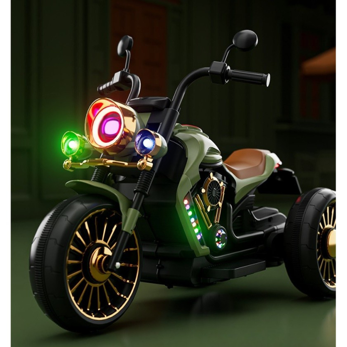Motocicleta Electrica, cu Acumulator, Bluetooth, Sistem Anti-Rasturnare, Sistem de Lumini si Sunet, 1-8 Ani, 93 x 48 x 63 cm, Verde [4]