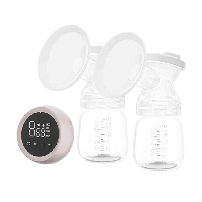 Pompa de San Electrica 2 in 1, cu 2 Biberoane, Capacitate 180 ml, Incarcare USB Tip C, 1200 mAh, 2 Moduri, 9 Viteze, Roz Transparent [7]