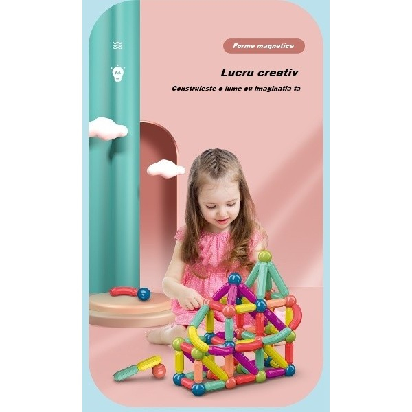 Set 36 piese magnetice de constructie, Forme geometrice, Multicolor [6]