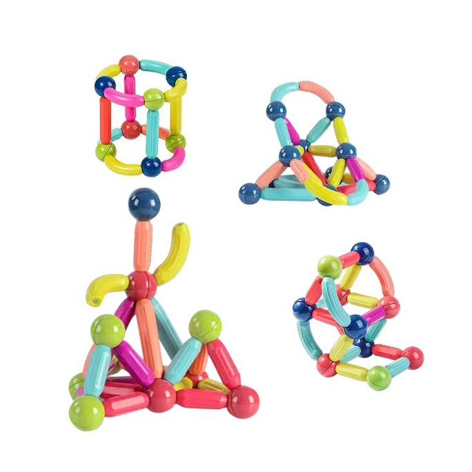 Set 42 de Piese Magnetice de Constructie, Puzzle, Forme, 3 Ani, ABS, Magnet, 20x6.5x18 cm, Multicolor [3]