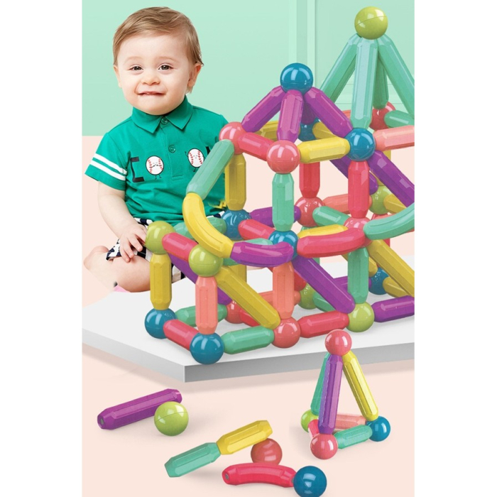 Set 42 de Piese Magnetice de Constructie, Puzzle, Forme, 3 Ani, ABS, Magnet, 20x6.5x18 cm, Multicolor [8]