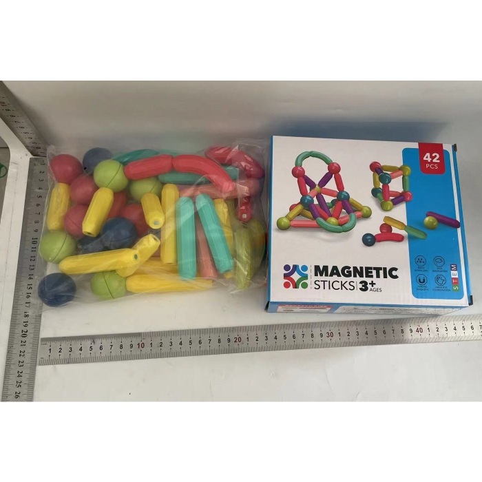 Set 42 de Piese Magnetice de Constructie, Puzzle, Forme, 3 Ani, ABS, Magnet, 20x6.5x18 cm, Multicolor [2]