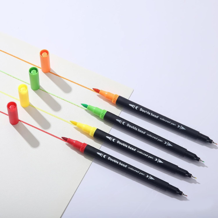 Set Carioci pe Baza de Apa, 2 in 1, pentru Pictura, Caligrafie, 72 Culori, Penar Negru, Corp Carioca Negru, 24.5 x 18.5 x 5 cm, Multicolor [4]