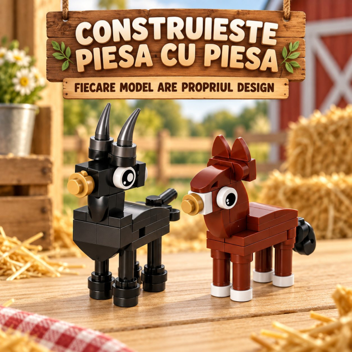 Set de Constructie, Animale de Ferma 10 in 1, 335 Piese, 10 Modele, 6+, 23x14.5x7.5 cm, Multicolor [3]