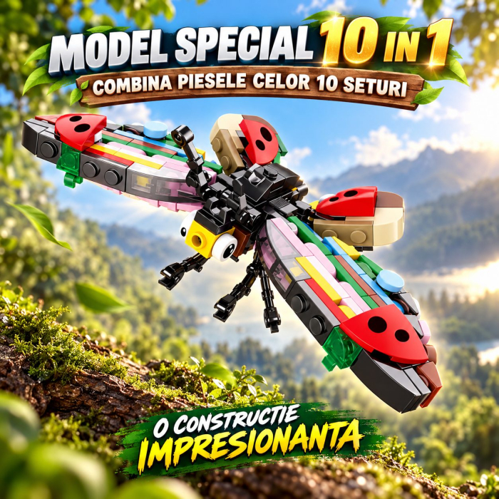 Set de Constructie, Lumea Insectelor 10 in 1, 318 Piese, 10 Modele, Varsta 6+ Ani, 14.5 x 8 x 7 cm, Multicolor [5]