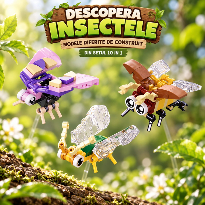 Set de Constructie, Model Insecte 10 in 1, 310 Piese, 10 Modele, Varsta 6+ Ani, 14.3x4.5x5.6 cm, Multicolor [4]