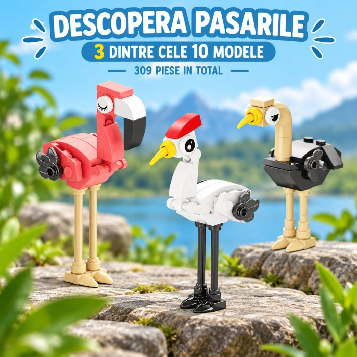 Set de Constructie, Model Pasari 10 in 1, 309 Piese, 10 Modele, 6+, 15x11.5x9.5 cm, Multicolor [2]