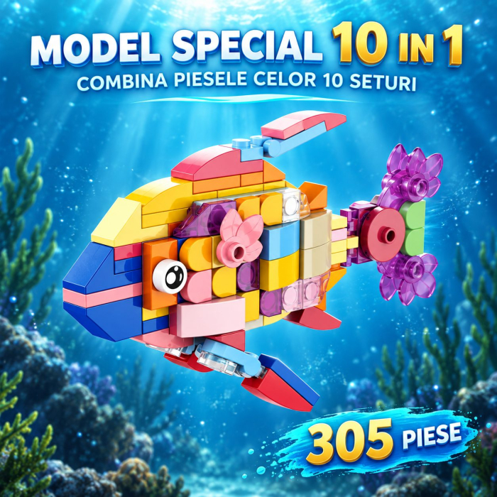 Set de Constructie, Model Pesti 10 in 1, 305 Piese, 10 Modele, 6+, 12.7x4.6x8 cm, Multicolor [7]