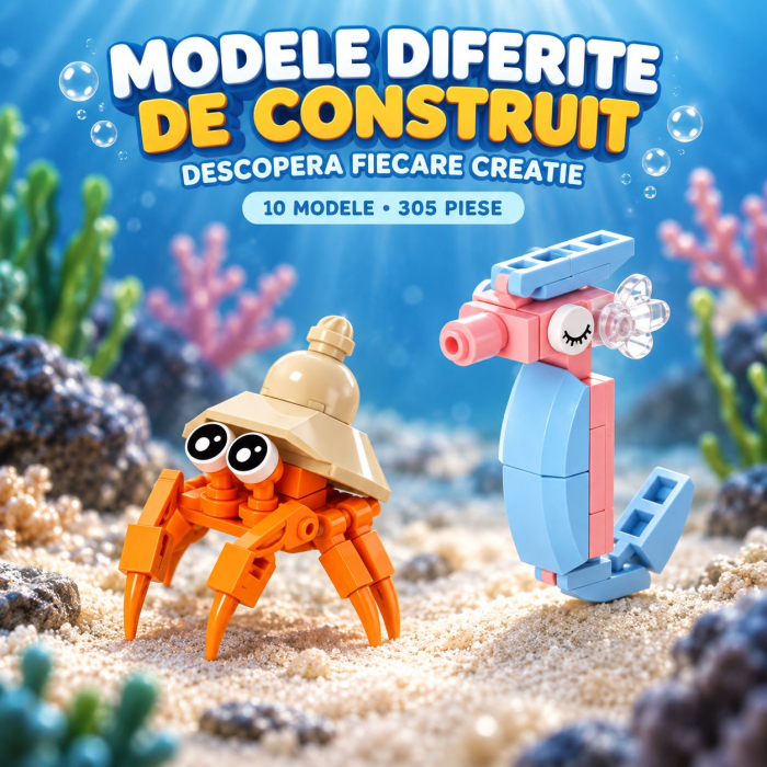 Set de Constructie, Model Pesti 10 in 1, 305 Piese, 10 Modele, 6+, 12.7x4.6x8 cm, Multicolor [4]
