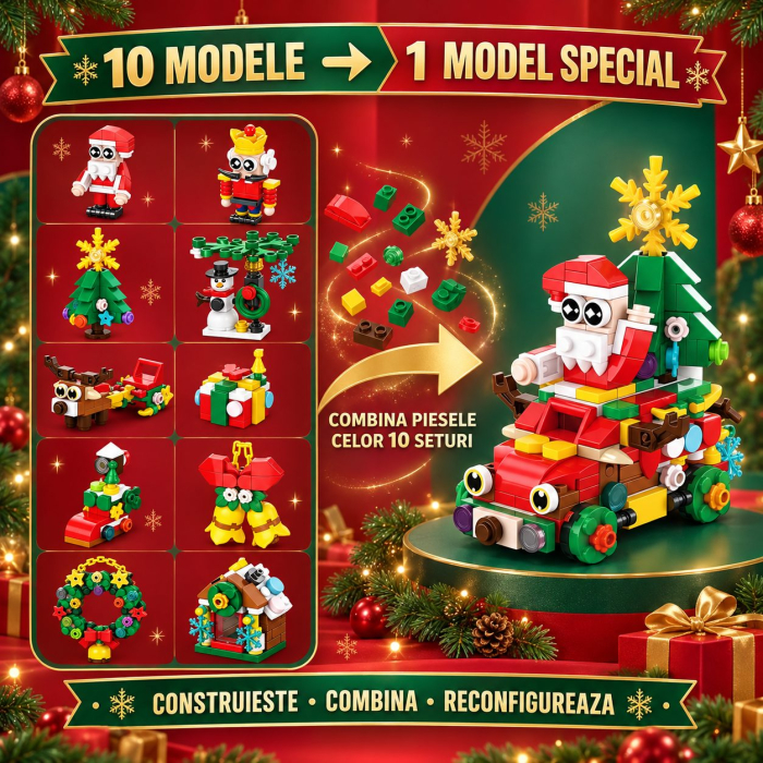 Set de Constructie, Tematica de Craciun 10 in 1, 352 Piese, 10 Modele, Varsta 6+ Ani, 9.5 x 7.1 x 10.6 cm, Multicolor [5]