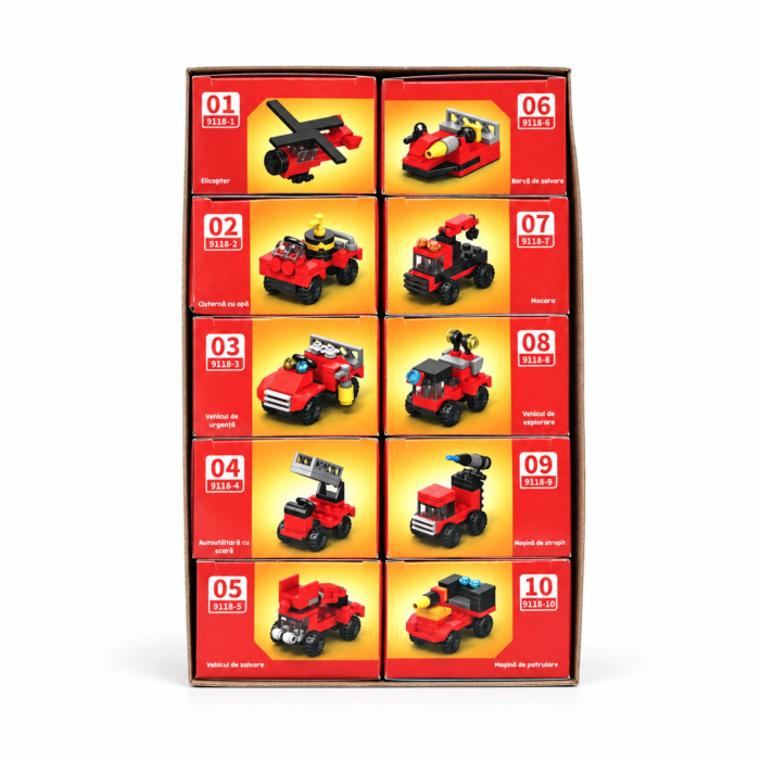 Set de Constructie, Vehicule de Pompieri si Salvare 10 in 1, 323 Piese, 10 Modele, Varsta 6+ Ani, 23.5 x 15 x 7.5 cm, Multicolor [3]