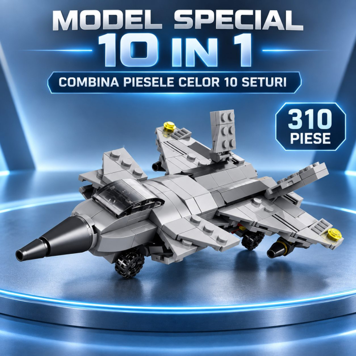 Set de Constructie, Vehicule Militare 10 in 1, 310 Piese, 10 Modele, Varsta 6+ Ani, 20 x 12.8 x 9 cm, Multicolor [2]