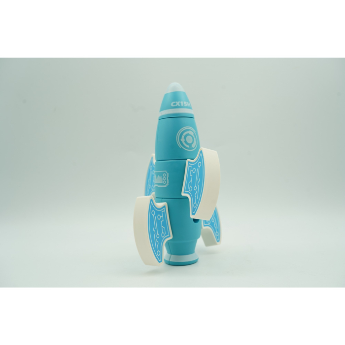 Set inteligent de blocuri magnetice pentru copii, 8 piese, cutie depozitare, racheta, albastru [5]