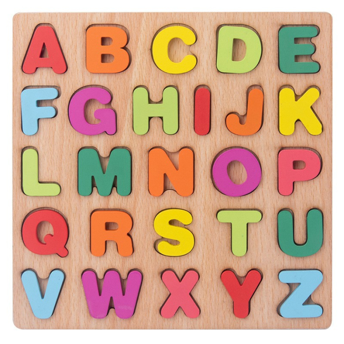 Tabla Montessori, din Lemn, Educatie Timpurie Alfabet, 26 Litere Lemn, +18 Luni, 20 x 20 cm, Vopsea pe Baza de Apa, Multicolor [8]
