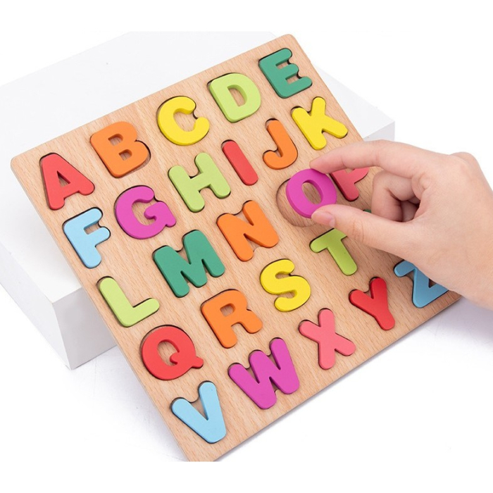 Tabla Montessori, din Lemn, Educatie Timpurie Alfabet, 26 Litere Lemn, +18 Luni, 20 x 20 cm, Vopsea pe Baza de Apa, Multicolor [6]