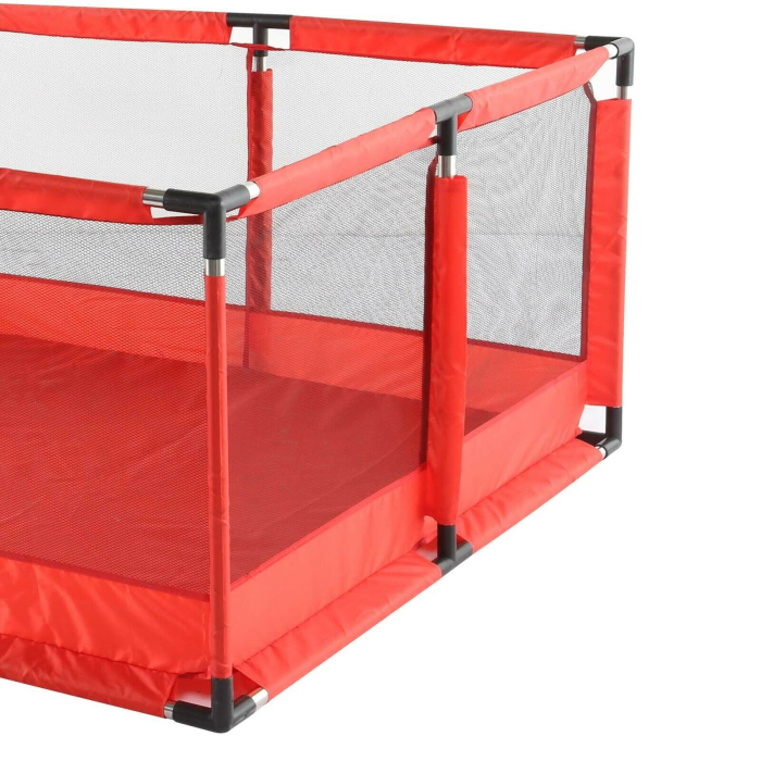 Tarc de Joaca pentru Copii DNT-106, Model Spatiu Fotbal, 126 x 126 x 65 cm, Structura de Protectie pentru Interior, ABS si Poliester rezistent, Rosu [8]