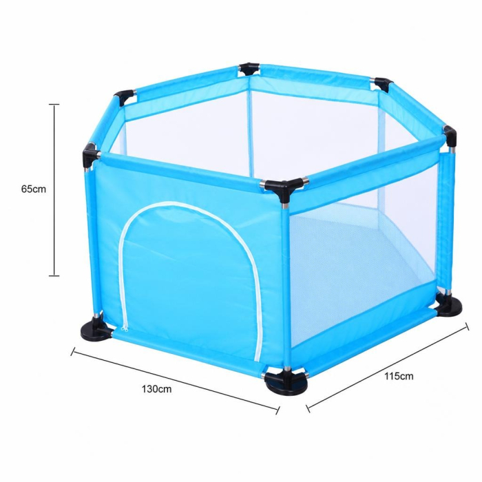 Tarc de Joaca si Siguranta pentru Copii DNT-104, Dimensiuni 130 x 115 x 65 cm, Structura de Protectie pentru Interior, Albastru [3]