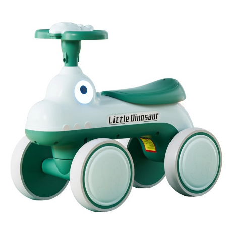Jucării - Bicicleta Pentru Copii, Fara Pedale, Cu Patru Roti, Din Plastic Rezistent, Fara BPA, Cu Muzica Si Lumini, Model Dinozaur, 50x27x40 Cm, Verde