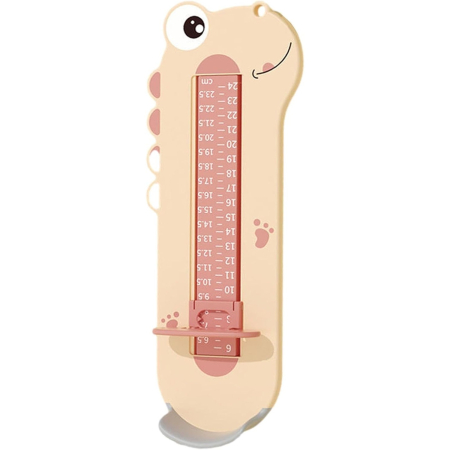 Accesorii bebeluși - Dispozitiv de Masurat Talpa Piciorului pentru Bebelusi, 9-24, Model Dinozaur, Roz
