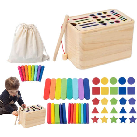 Jucării din lemn - Jucarie de Sortare, din Lemn, +36 Luni, Tip Montessori, Multicolor