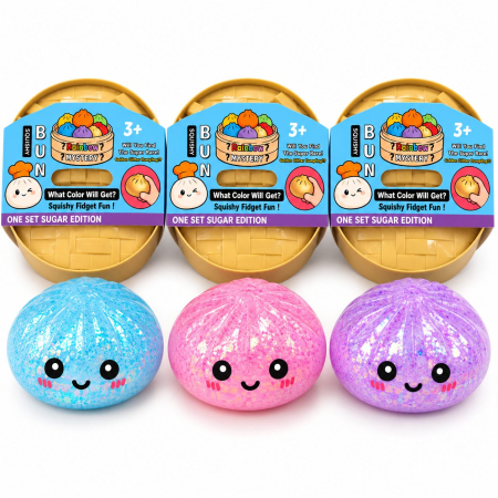 Jucării - Jucarie Squishy Antistres Dumpling, Model cu Bilute, Revenire Lenta, 16x16 cm, Diverse Culori