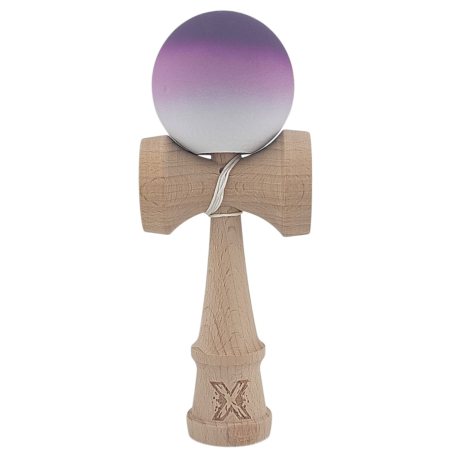 Jucării - Kendama X Profesionala din Lemn, Rubber Grip, 18 cm, Joc de Indemanare, Negru/Maro/Alb