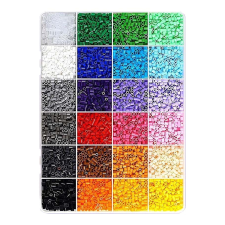 Jucării - Kit de Margele Perle, Set DIY 3D din 24 de Culori, 2000 de piese, Instrumente pentru Margele Incluse, 2.6 mm in cutie, Multicolor