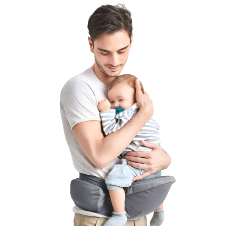 Plimbare și transport - Marsupiu Ergonomic 3in1, pentru Bebelusi si Copii, 0-36 Luni, Bretele Reglabile pentru Umar si Sold, Inchidere Catarama, 125x25x14 cm, Gri