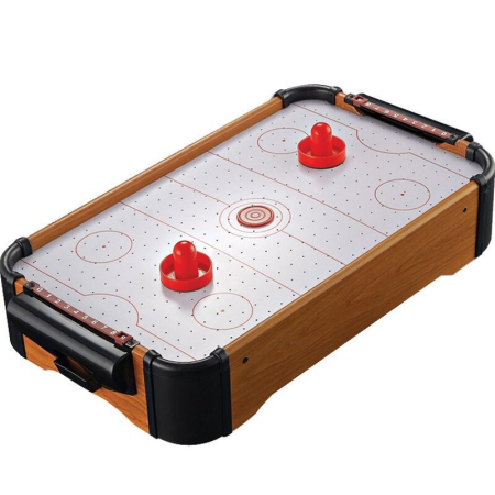 Jucării - Masa Air-Hockey, 51 x 31.5 x 9.5 cm, bara pentru punctaj, material ABS, maro