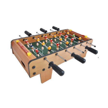 Jucării - Masa de Fotbal cu Teren, cu Picioare Scurte, 6 Manere, Tablou de Scor, 50 x 25 x 18 cm, din Lemn/Otel/ABS, Maro