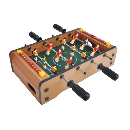 Jucării - Masa de Fotbal cu Teren, fara Picioare, 4 Manere, Tablou de Scor, 36.5 x 24 x 7 cm, din Lemn/Otel/ABS, Maro