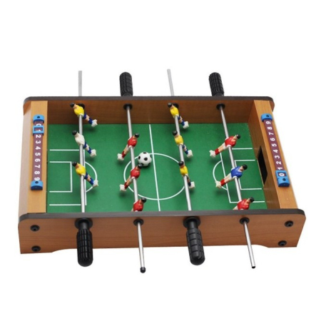 Jucării - Masa de fotbal cu teren si 12 jucatori, cu tablou pentru scor, din metal, lemn si ABS, 34.5 x 23 x 7 cm, pentru copii