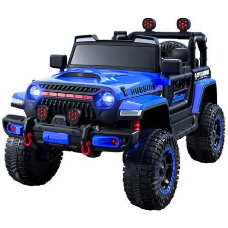 Jucării - Masina Electrica pentru Copii, Off-Road, Conectare Bluetooth, telecomanda, Tractiune Spate, Lumina Intermitenta, Baterie 12V 7Ah, 120 x 63 x 68cm, Albastru