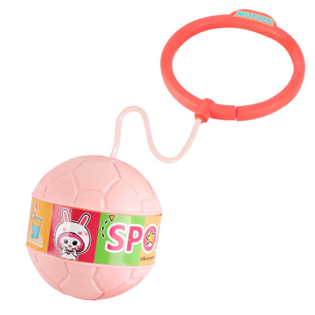 Jucării - Minge pentru Sarit, Tip Coarda Hula Hoop, Cerc 12 cm, Coarda 52 cm, Minge 12 x 11 cm, Functie Iluminat, 4-6 Ani, Plastic, Roz